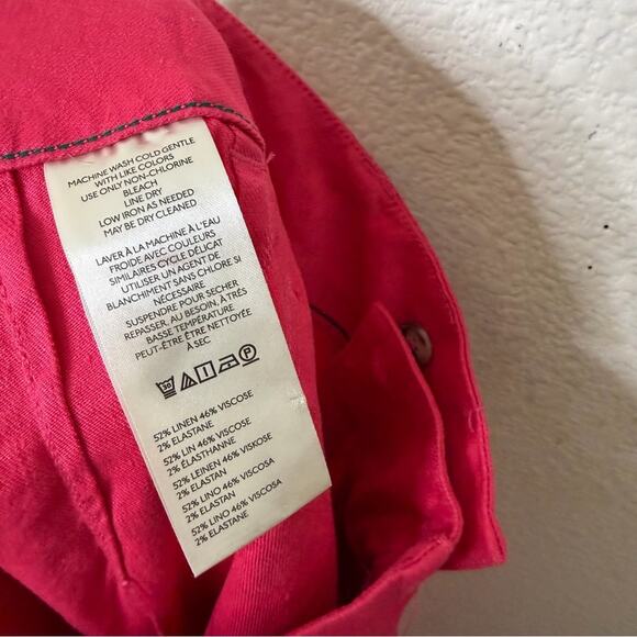 NWT Anthropologie Maeve The Colette Cropped Linen Blend Wide Leg Pants Pink 29 T - Picture 9 of 10